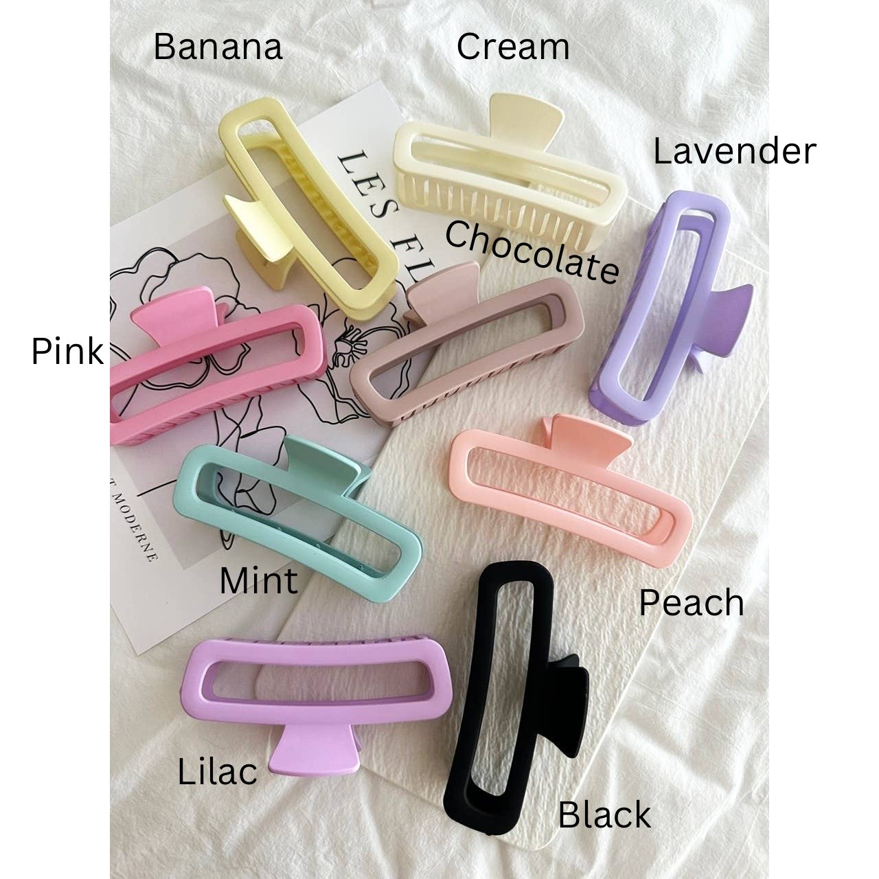 Assorted Matte Rounded Rectangular Hair Clips - Libra MoonBONA BRIGHTAccessory