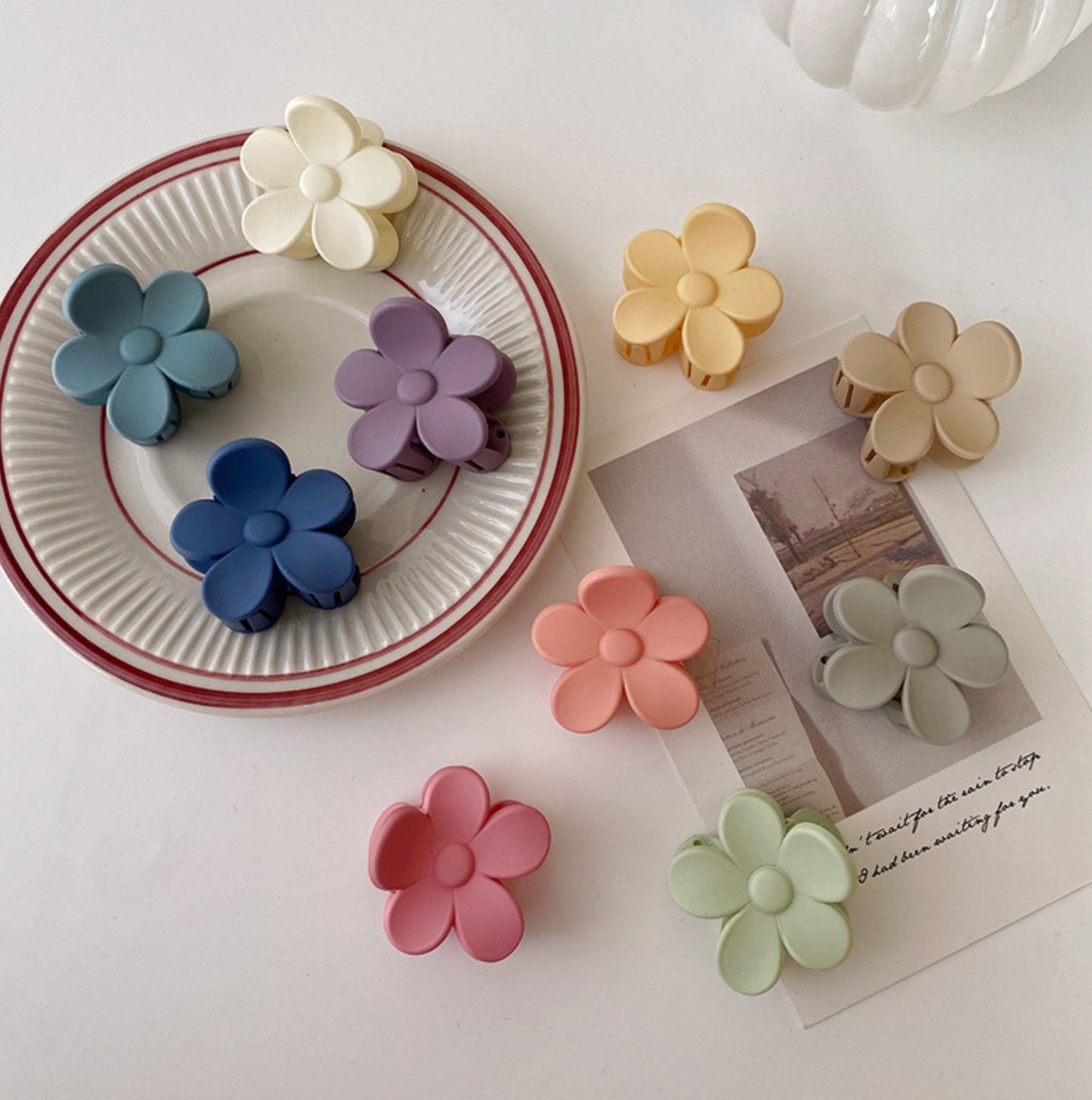 Matte 1.5" Mini Flower Hair Clip Assorted - Libra MoonDASHAAccessory