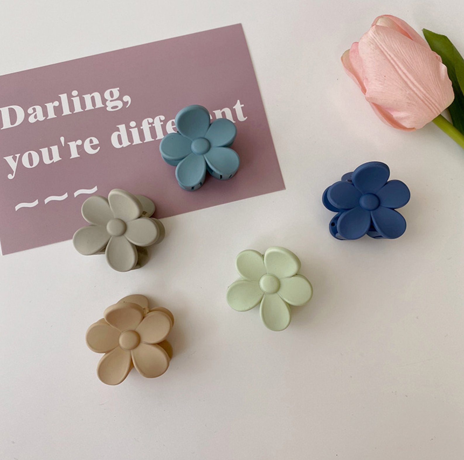 Matte 1.5" Mini Flower Hair Clip Assorted - Libra MoonDASHAAccessory